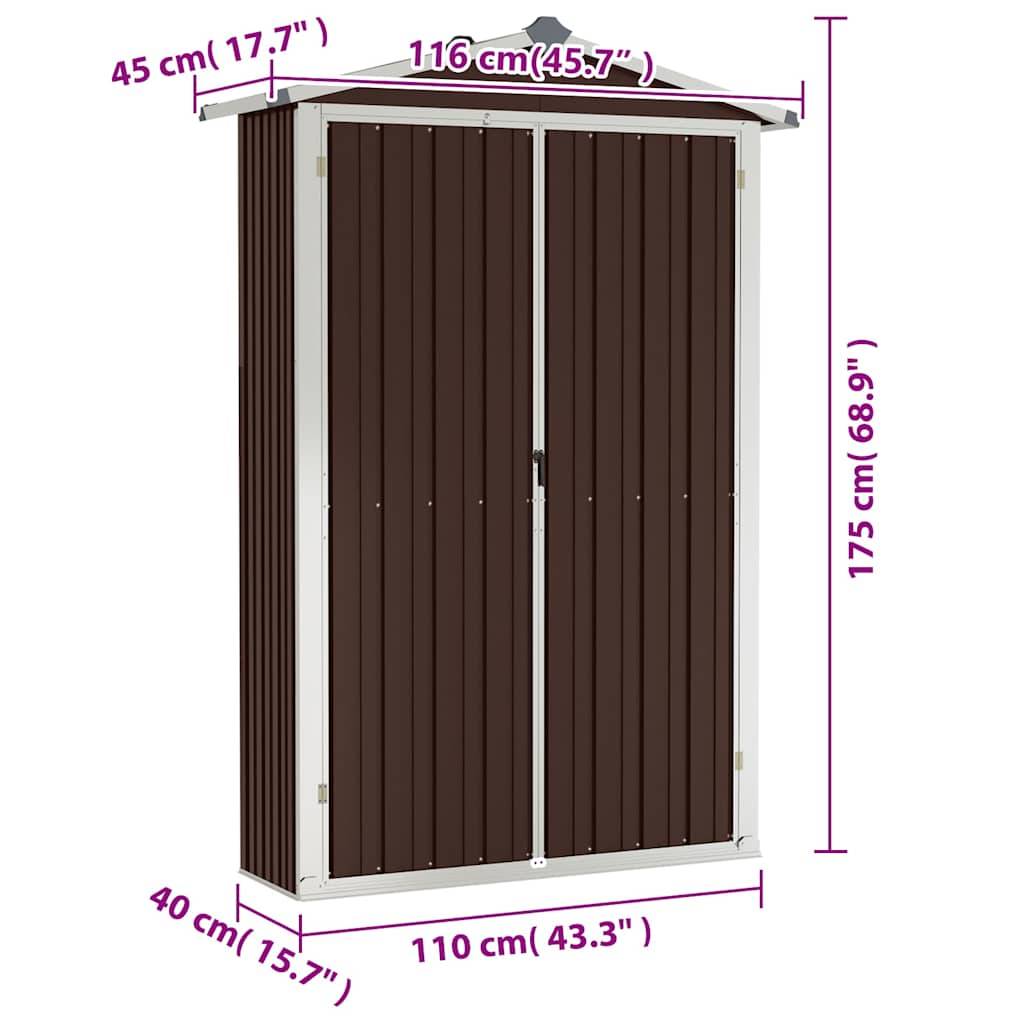 PANGIVO - Abri de jardin avec double porte - Acier galvanisé marron - 116x45x175 cm - Surface au sol 0,52m² - PANGIVO - Image 10