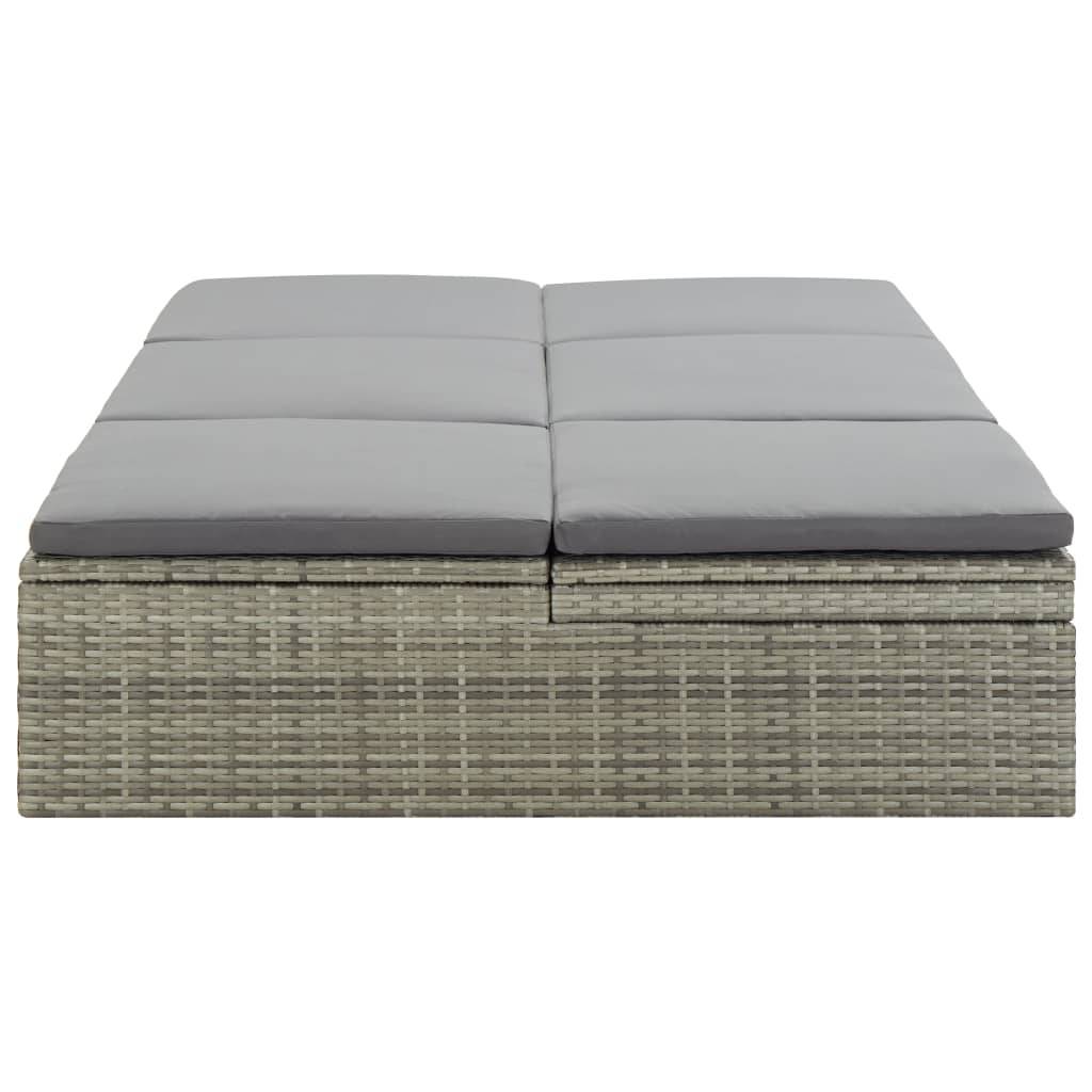 Vidaxl - Chaise longue convertible avec coussin Résine tressée Gris vidaXL 46244 - Image 7