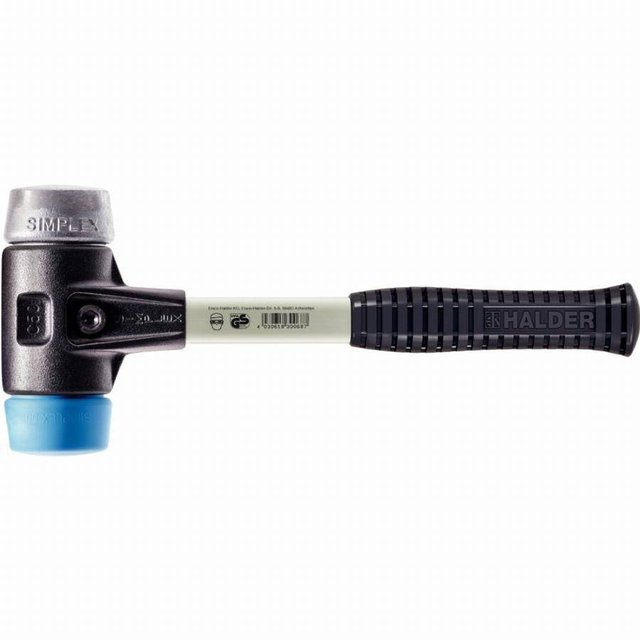 Maillet HALDER SIMPLEX TPE souple / métal doux avec boîtier en fonte malléable renforcée et manche en fibre de verre - D=30 mm - 3719.030