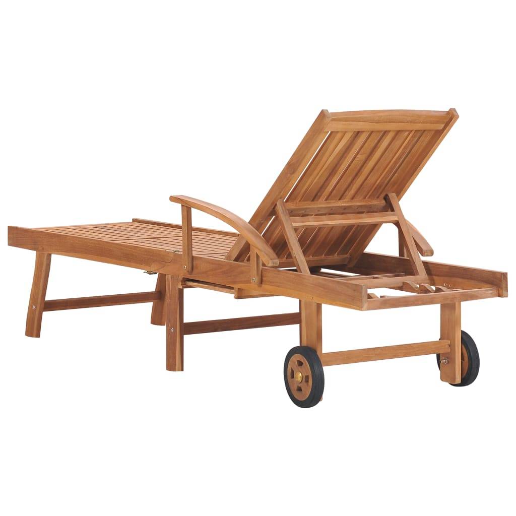 Helloshop26 - Transat chaise longue bain de soleil lit de jardin terrasse meuble d'extérieur 195 cm avec coussin bleu royal bois de teck solide - Image 5