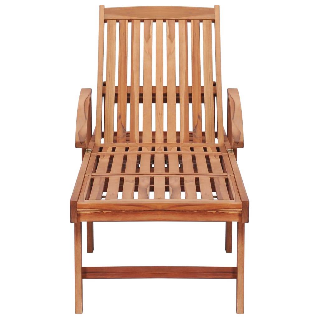 Helloshop26 - Transat chaise longue bain de soleil lit de jardin terrasse meuble d'extérieur 195 cm avec coussin bleu royal bois de teck solide - Image 4