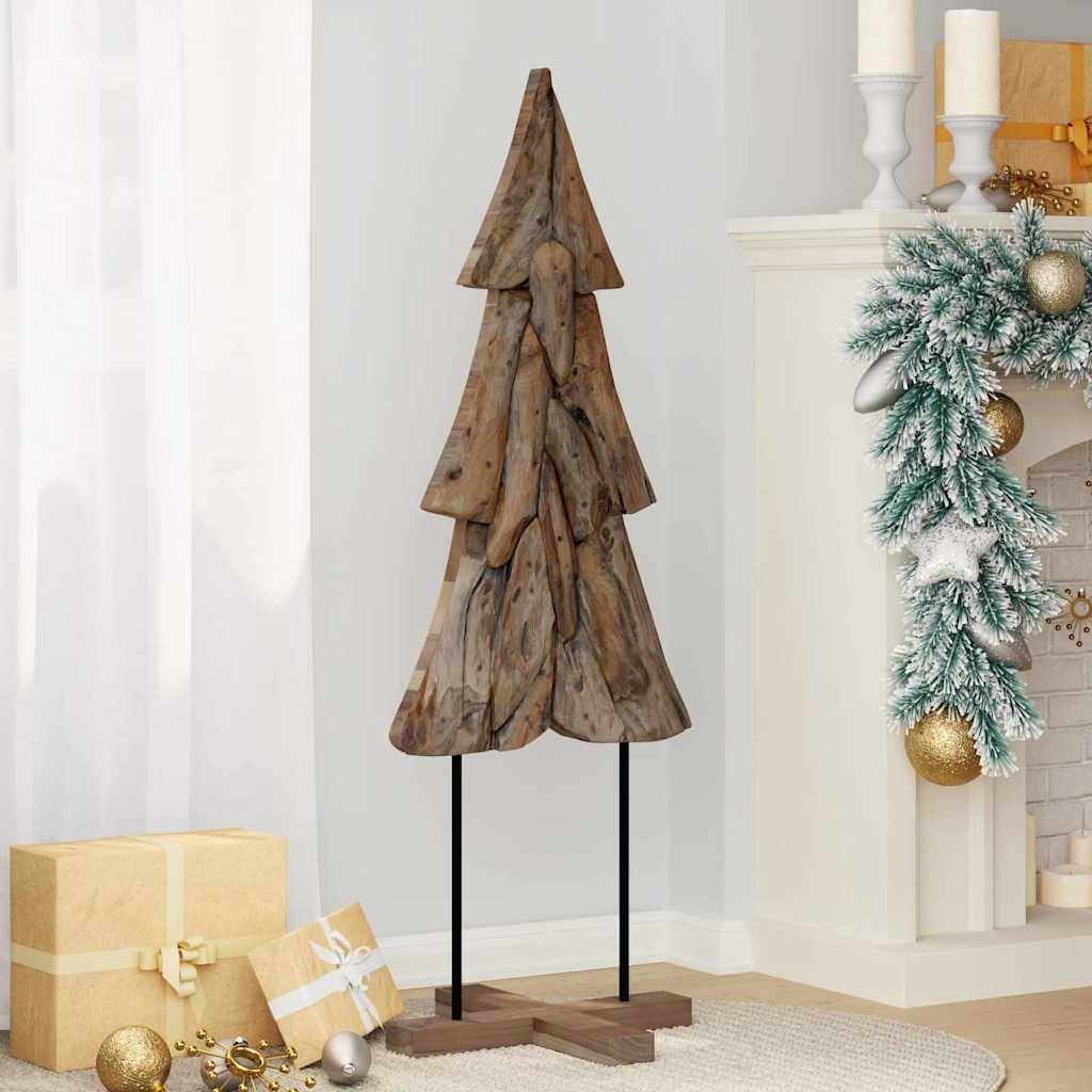 Maison Chic - Sapin de Noël | Arbre de Noël avec support Marron 120 cm Bois de teck solide Maison Chic - Image 3