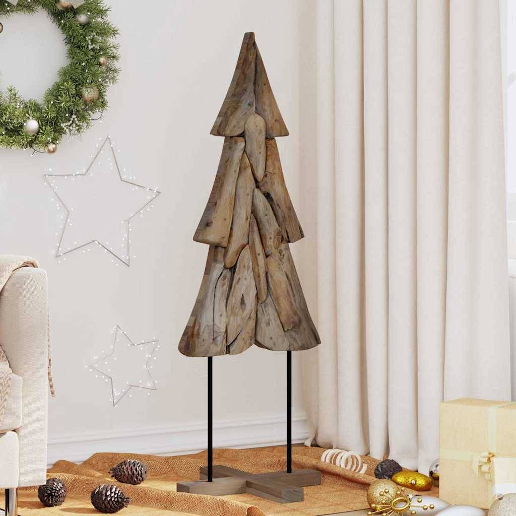 Maison Chic - Sapin de Noël | Arbre de Noël avec support Marron 120 cm Bois de teck solide Maison Chic - Image 2