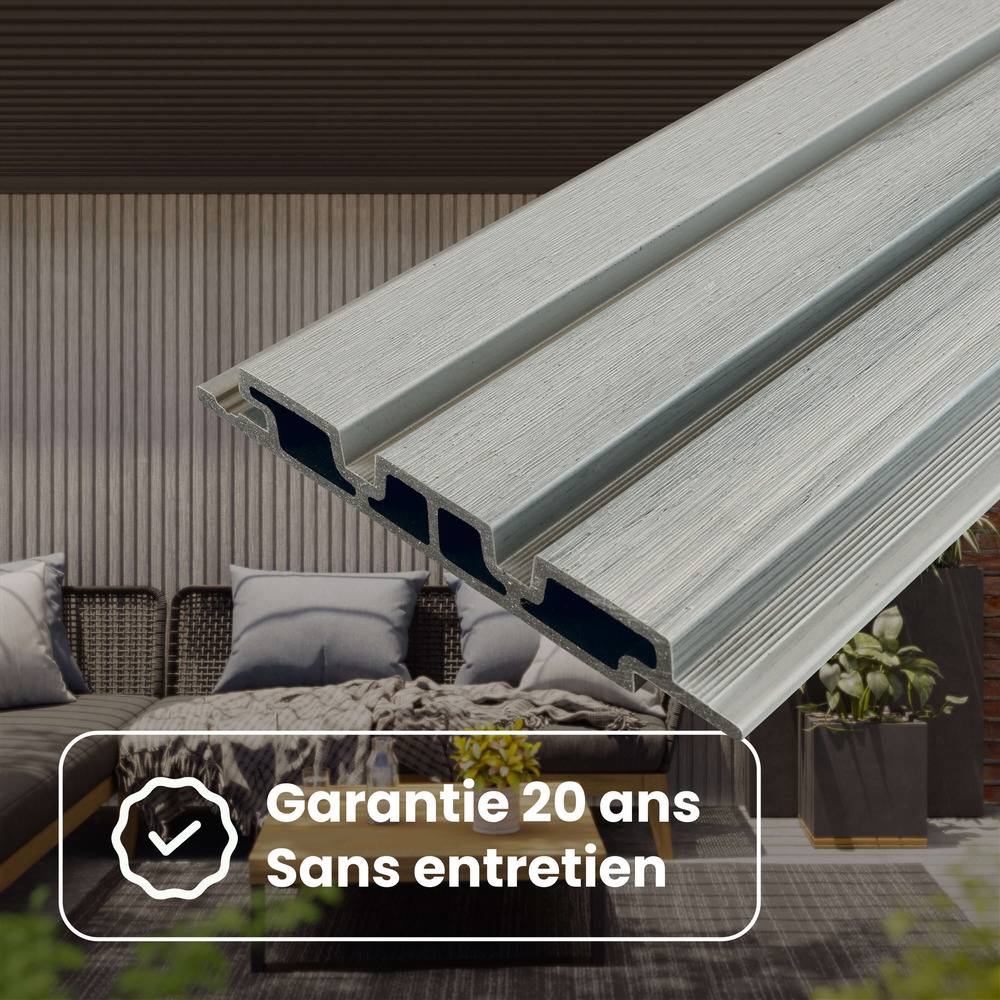 Kit Bardage Composite MEZZO Earl grey - Superficie : 10m² - Dimension des lames : 220x17,8x2,3 cm - Aspect mat - Image 7