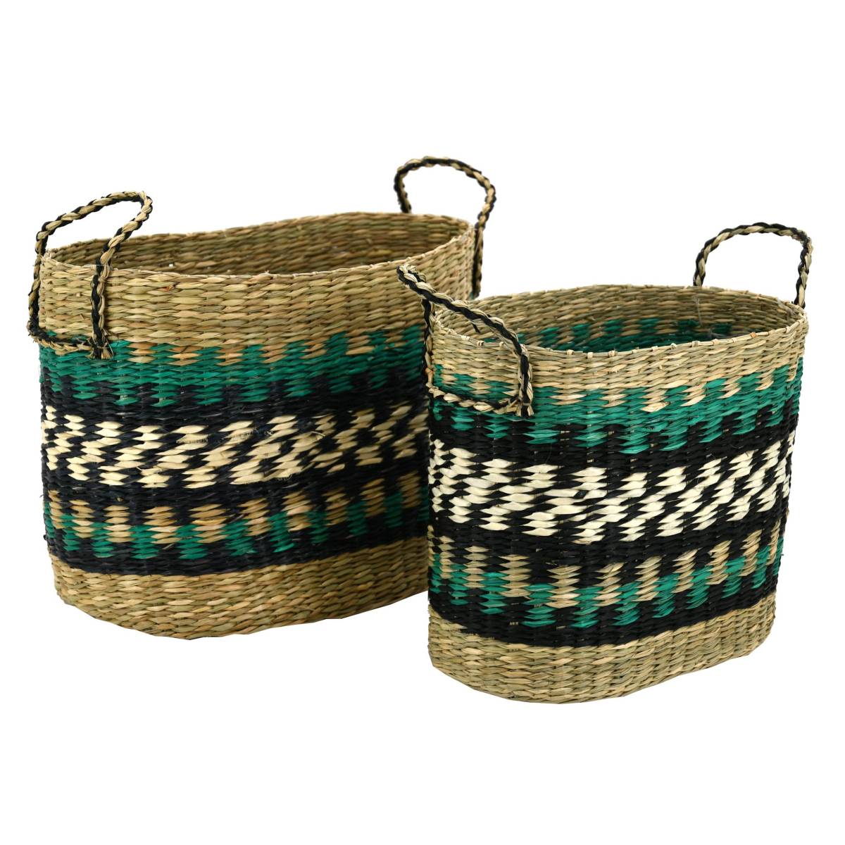 Aubry Gaspard - Paniers en jonc naturel et teinté (Lot de 2) - Image 1