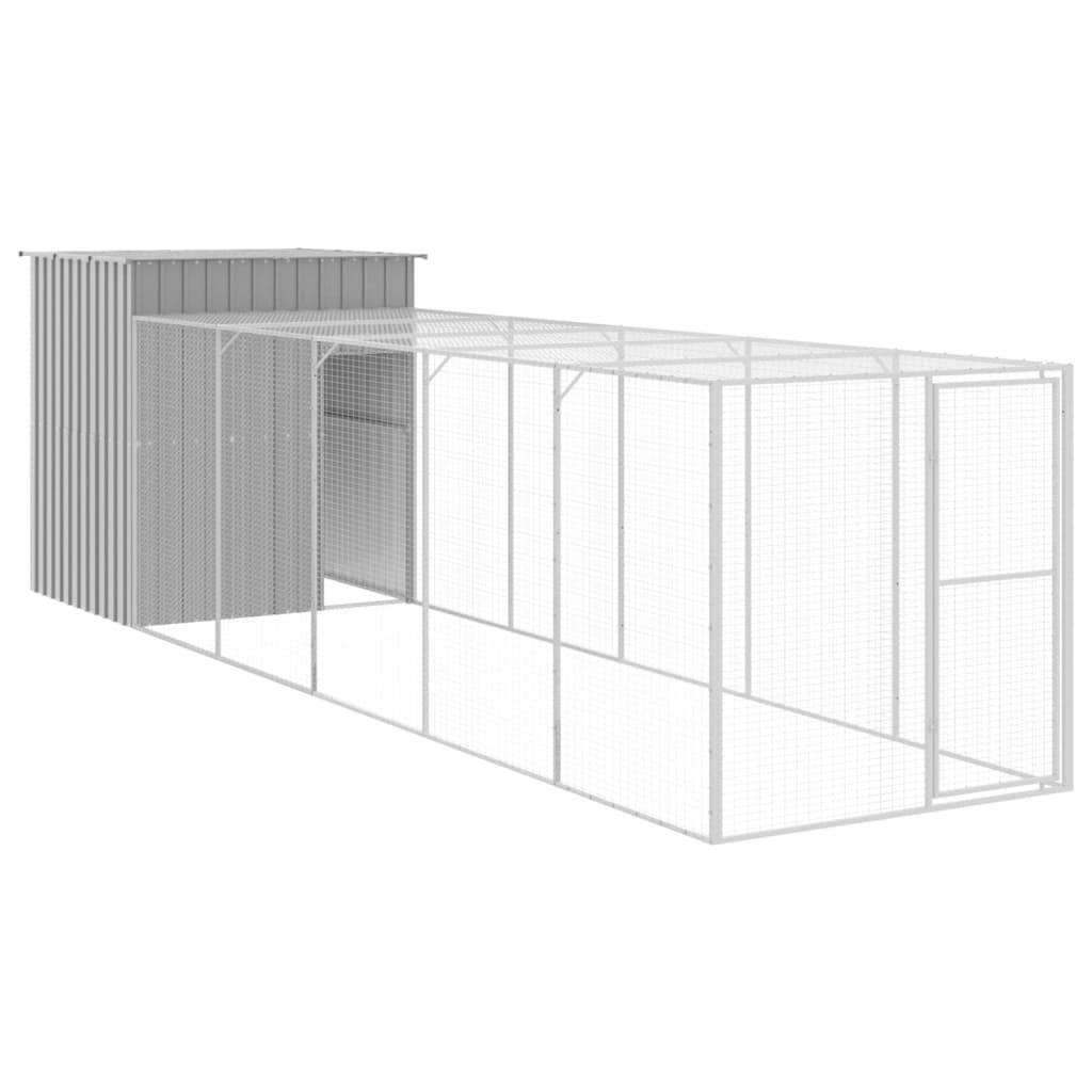 Poulailler XXL avec enclos acier galvanisé pour élevage jardin gris clair – ComfortXL Outdoor Living - Image 2