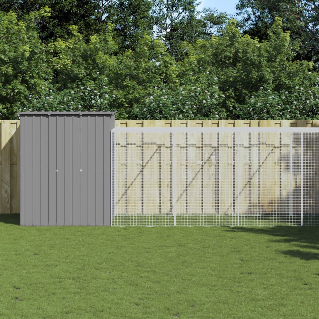 Poulailler XXL avec enclos acier galvanisé pour élevage jardin gris clair – ComfortXL Outdoor Living - Image 1