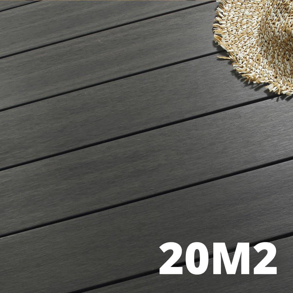 Kit Terrasse Composite NAVIA 20m² - Gris Foncé - 61 lames de terrasse (220 x 14.5 x 2.2 cm) - Fixation par Clips - Terrasse - Image 1