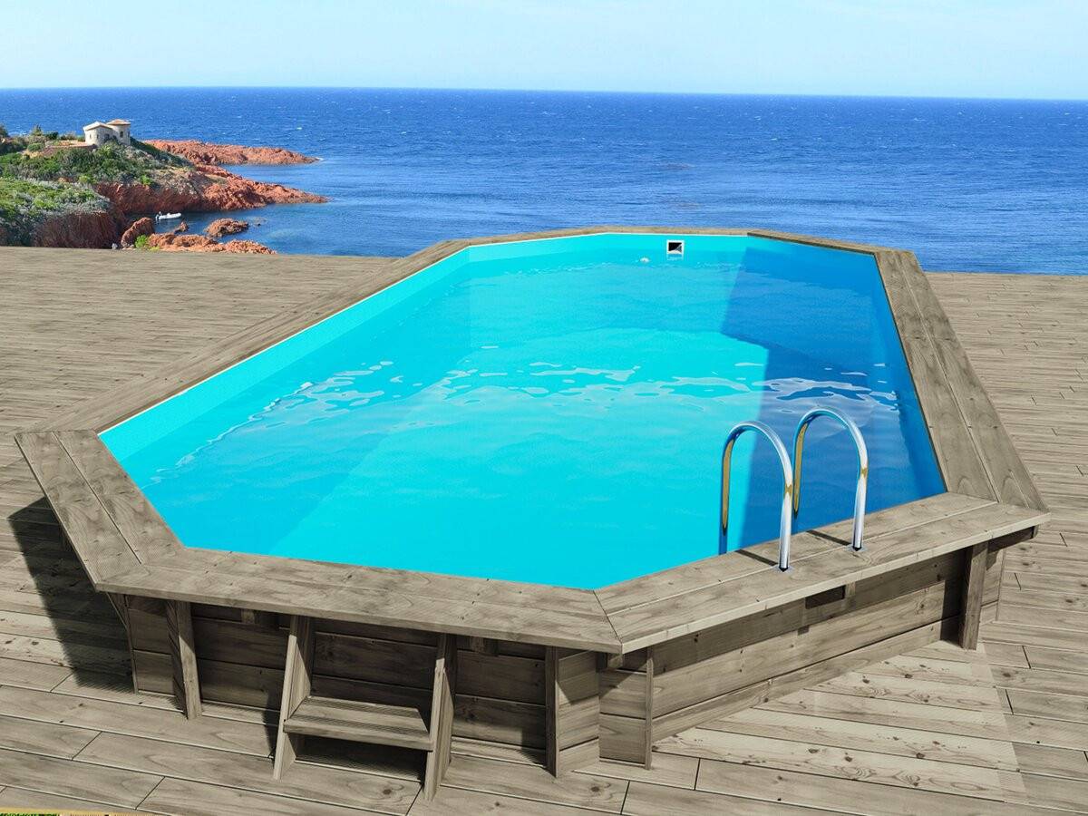 Piscine Bois " Sevilla 145 " - 8.57 X 4.57 X 1.45 M + Pompe à Chaleur Pour Piscine 6 Kw/h Inverter "powerline By Hayward" - Noir -habitat Et Jardin - Image 3