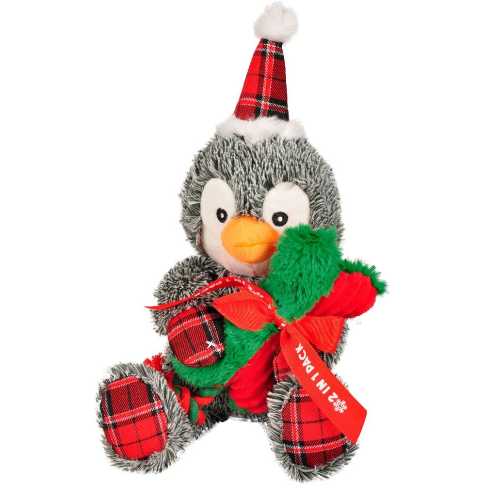 Flamingo - Flamingo - Pingouin Noël peluche 43 cm avec Os en corde , jouet pour chien - Image 1