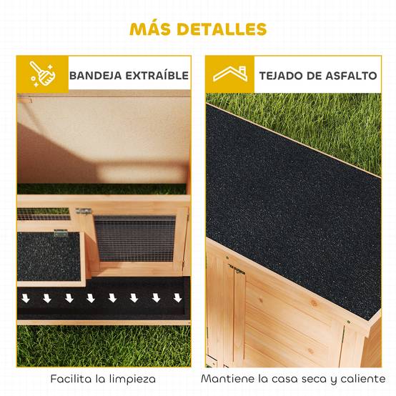 Clapier Extérieur en Bois avec Mangeoire Intégrée Toit Ouvrant 112cm Jaune - ComfortXL Outdoor Living - Image 9