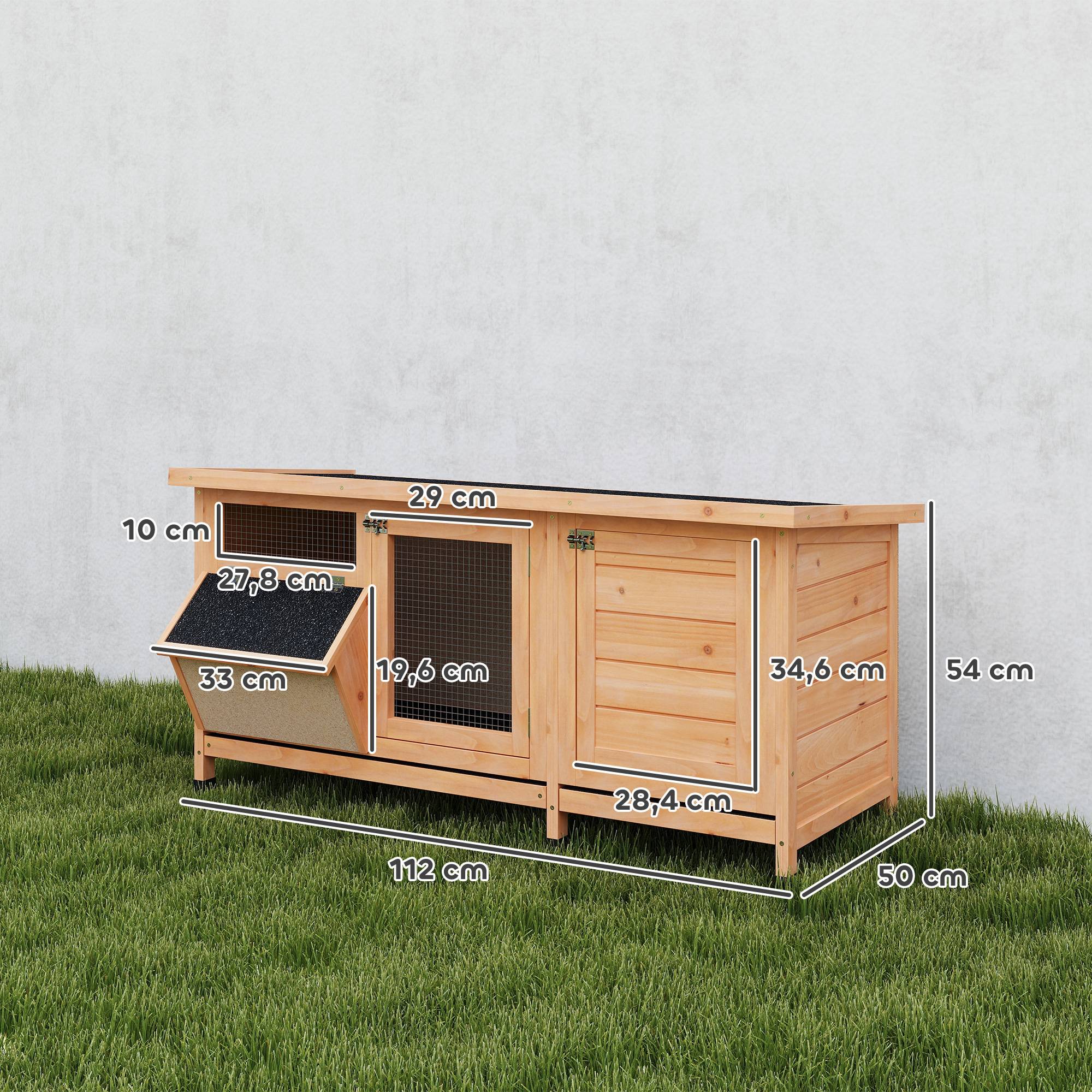 Clapier Extérieur en Bois avec Mangeoire Intégrée Toit Ouvrant 112cm Jaune - ComfortXL Outdoor Living - Image 5
