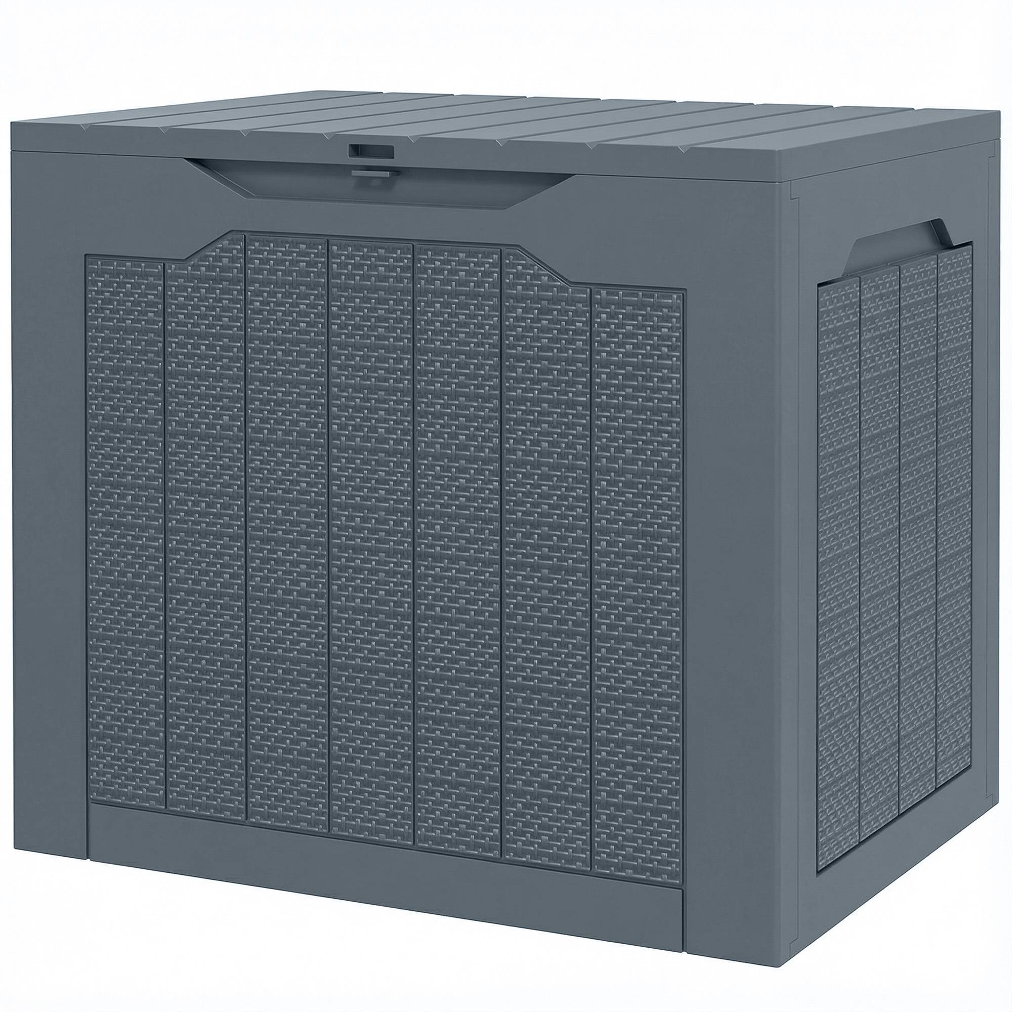 Coffre de Rangement Extérieur 97L avec Poignées Encastrées, Malle de Rangement Extérieur Étanche, 56x41x50cm, Gris Clair - Image 2