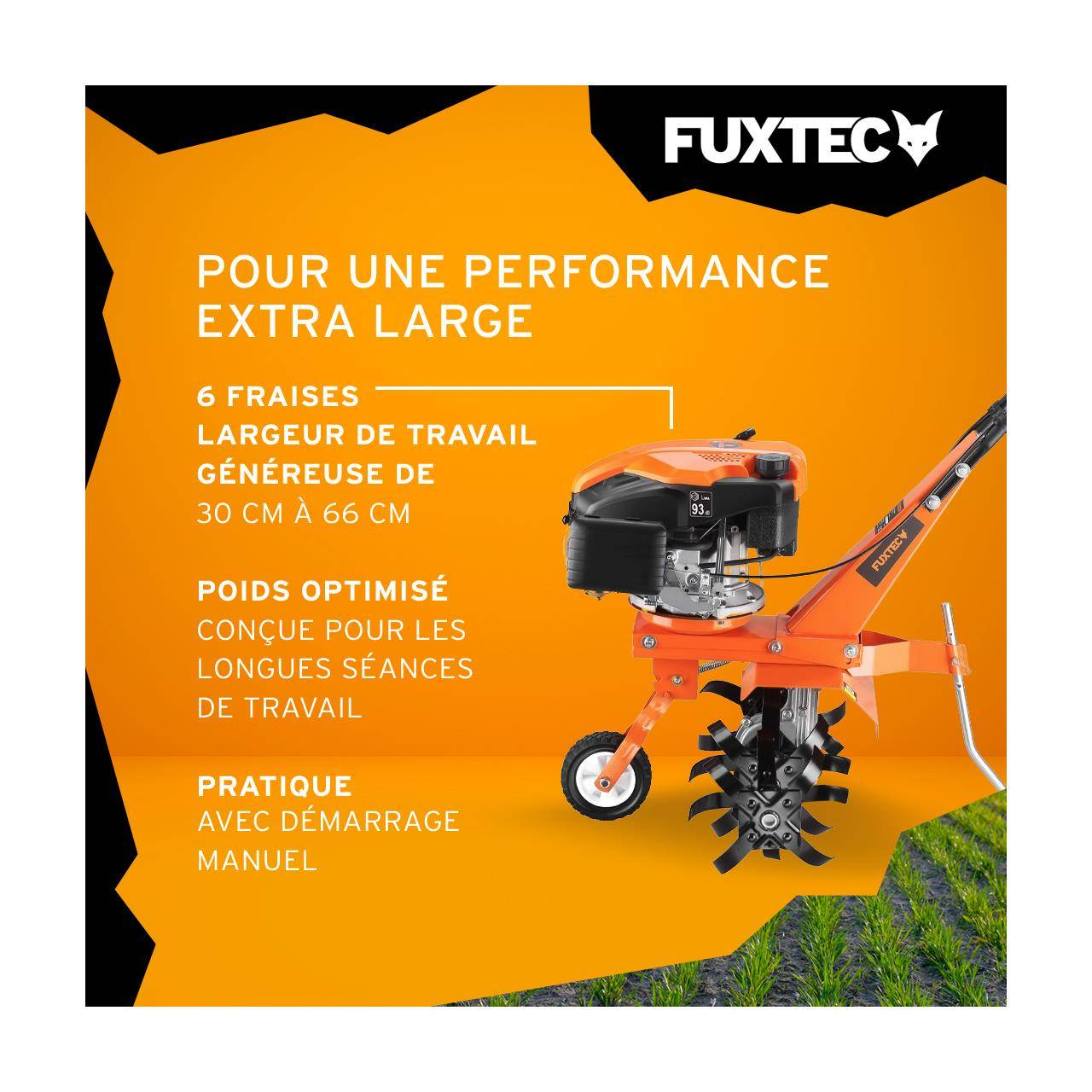 FUXTEC - Motoculteur thermique - FUXTEC FX-AF1139 - 139cm3 motobineuse set largeur 36 - 66cm max - Image 4