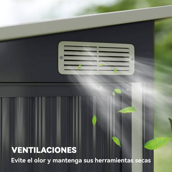 Remise de jardin extérieure 2,7 m² 234x132x185 cm triple porte serrure fentes ventilation gris - Image 9