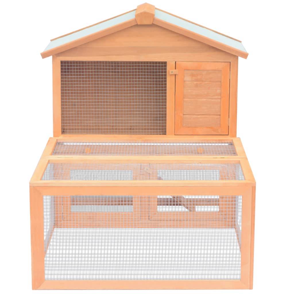 Grand clapier 2 étages bois avec enclos pour lapins et rongeurs Brun – ComfortXL Outdoor Living - Image 2