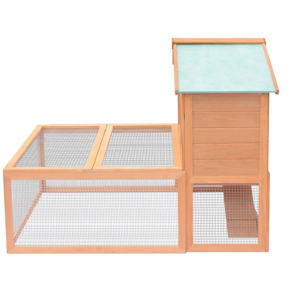 Grand clapier 2 étages bois avec enclos pour lapins et rongeurs Brun – ComfortXL Outdoor Living - Image 4