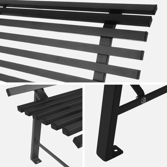 sweeek - Banc de jardin acier 2 places anthracite 140cm - Nima | sweeek - Image 5