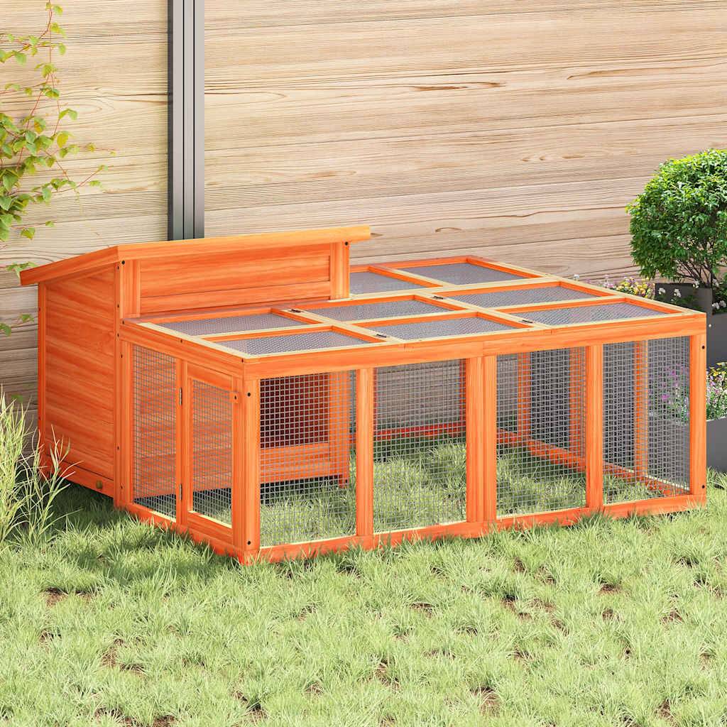 Vidaxl - Clapier marron 144x123x67,5 cm bois de pin massif vidaXL 172280 - Image 1
