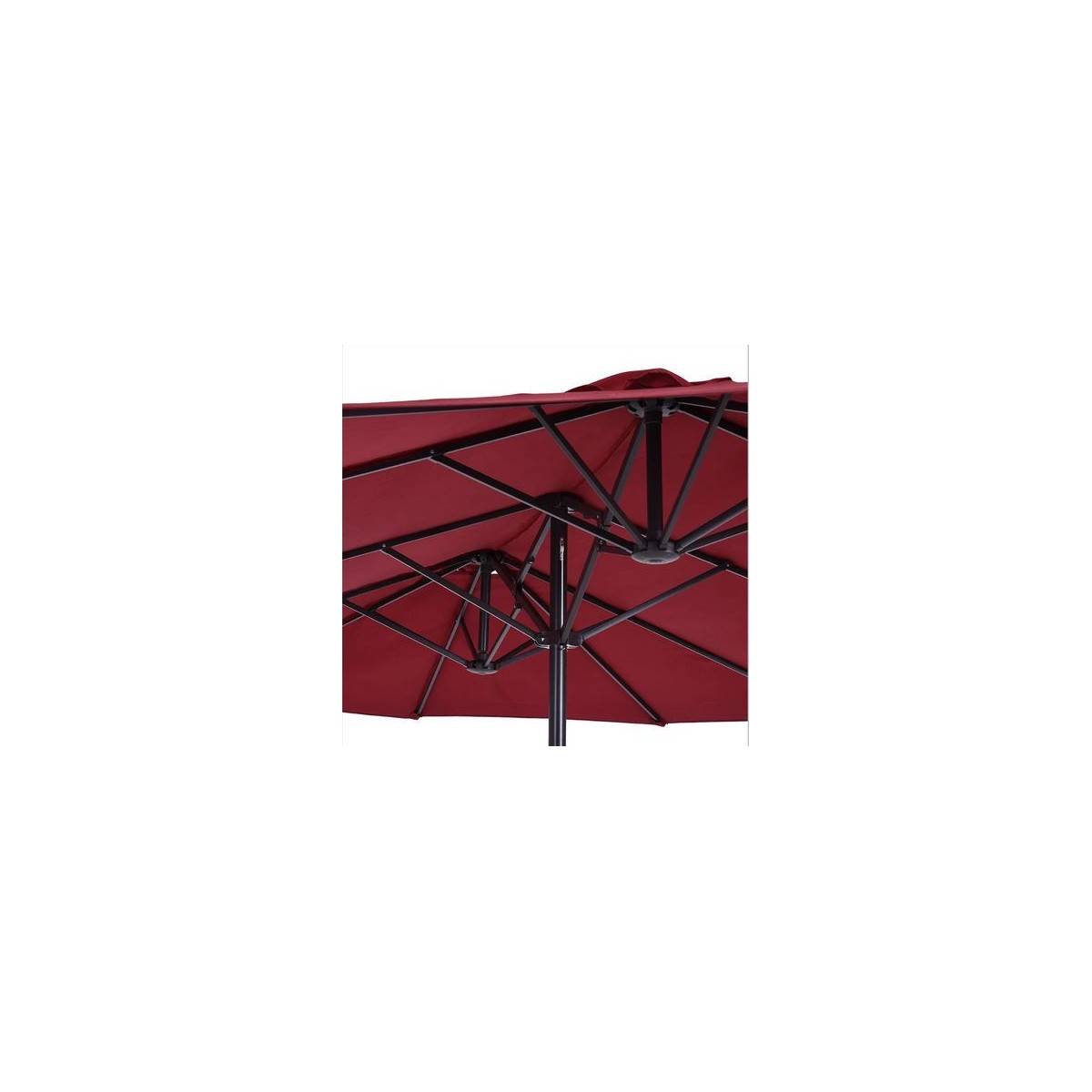 Parasol de terrasse double Rouge Bordeaux 4.50 x 2.65 x H 2.40 Toile polyester TWIN KZ GARDEN - Image 6