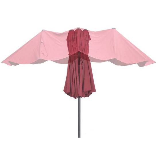 Parasol de terrasse double Rouge Bordeaux 4.50 x 2.65 x H 2.40 Toile polyester TWIN KZ GARDEN - Image 4