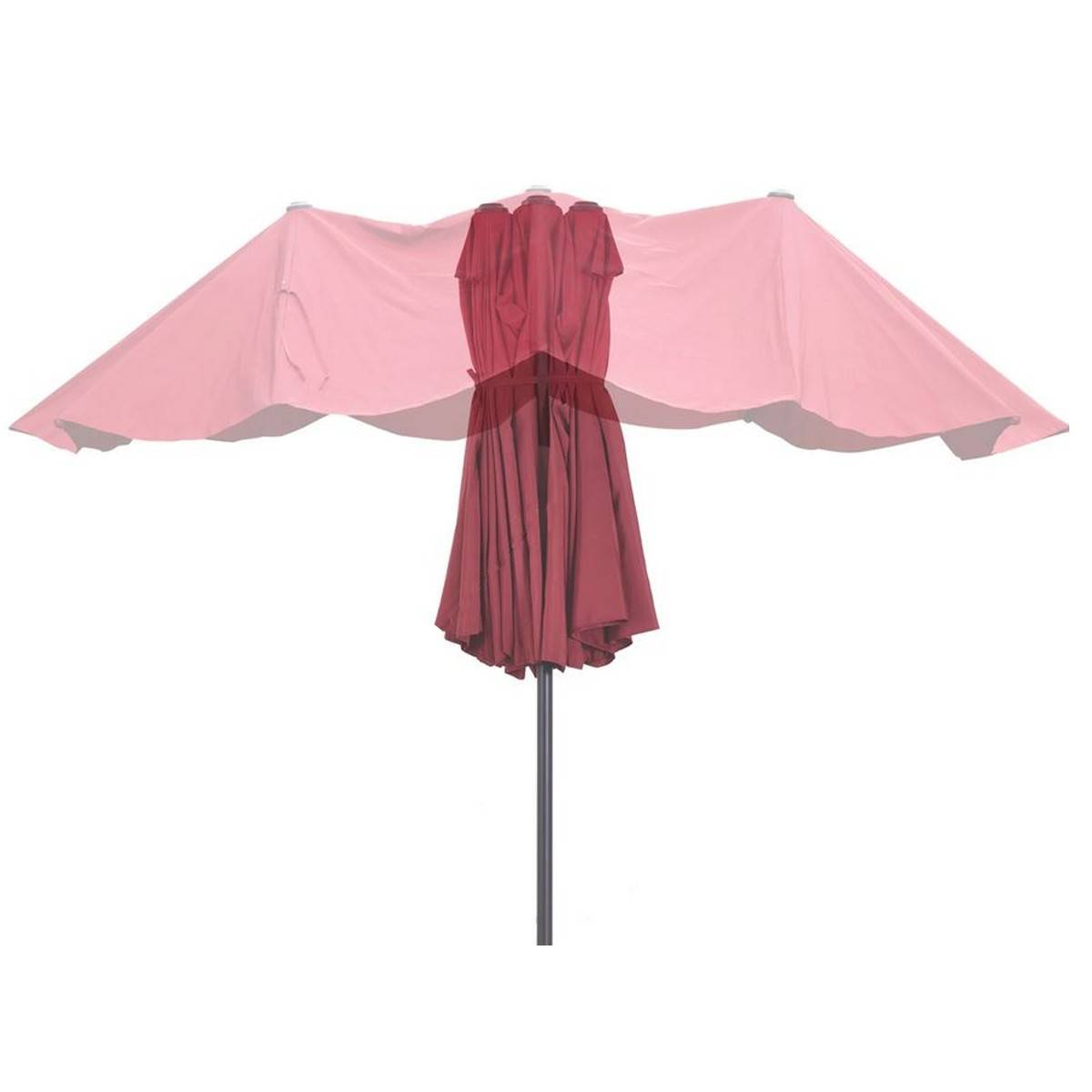 Parasol de terrasse double Rouge Bordeaux 4.50 x 2.65 x H 2.40 Toile polyester TWIN KZ GARDEN - Image 4