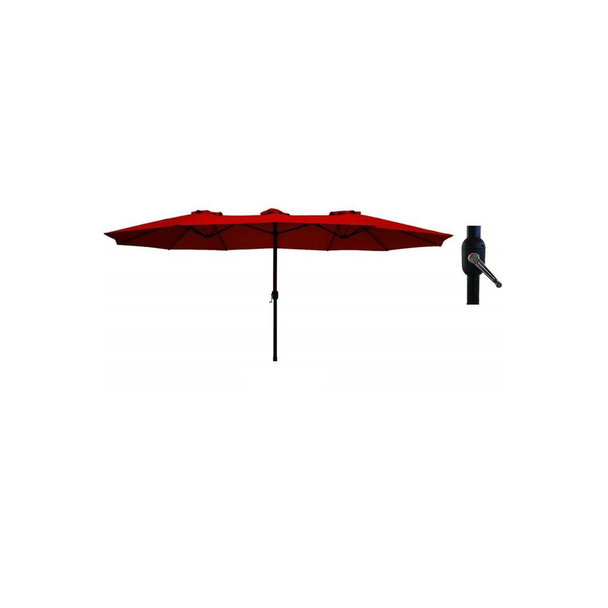 Parasol de terrasse double Rouge Bordeaux 4.50 x 2.65 x H 2.40 Toile polyester TWIN KZ GARDEN - Image 7