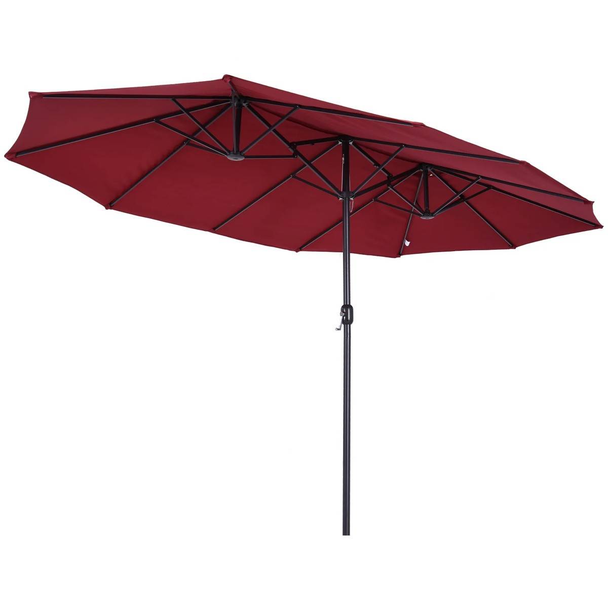 Parasol de terrasse double Rouge Bordeaux 4.50 x 2.65 x H 2.40 Toile polyester TWIN KZ GARDEN - Image 1