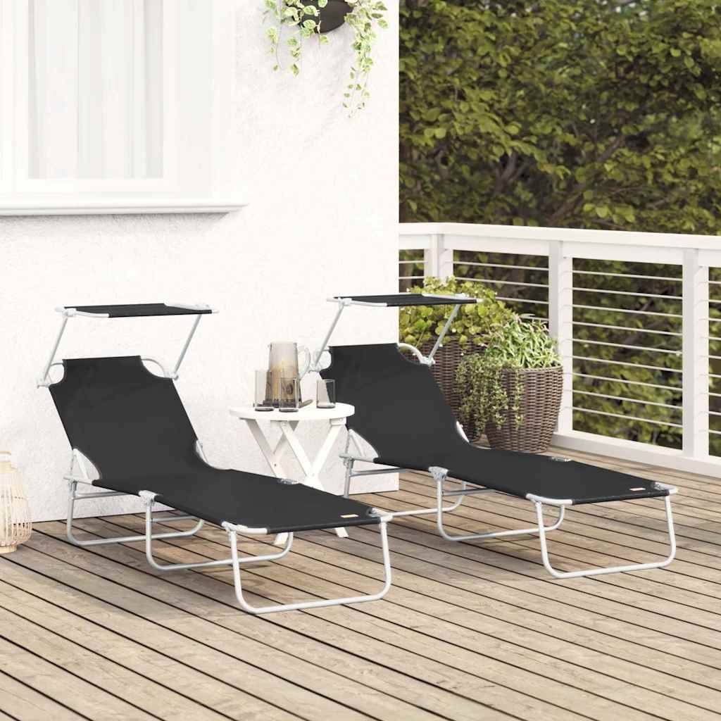 Transat Noir Polyester 58 x 188 x 77 cm 2 pcs - PANGIVO - Image 3