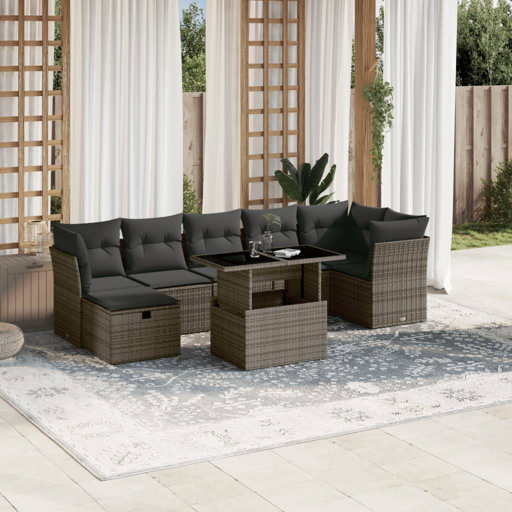 Vidaxl - Salon de jardin 8 pcs avec coussins gris résine tressée vidaXL 3274670 - Image 1