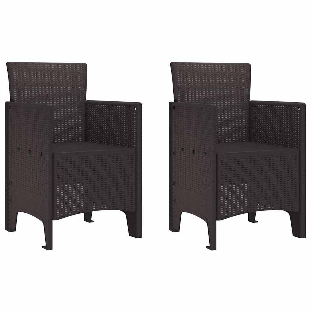 Maison Chic - Lot De 2 Chaises De Jardin - Fauteuils De Jardin Marron 53 x 49 x 85 cm PP - Image 1