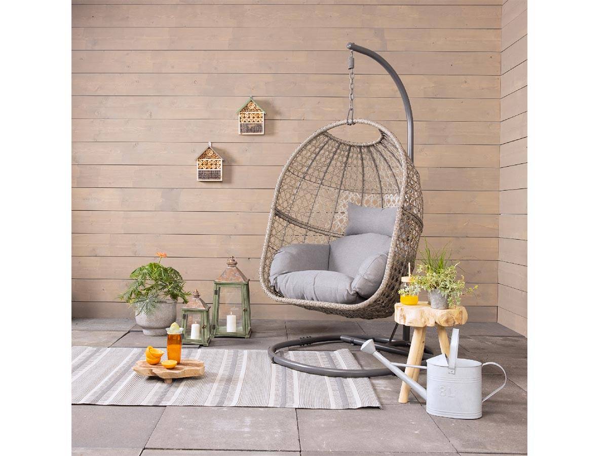 Jardideco - Fauteuil suspendu œuf de jardin gris Royan - Jardideco - Image 2