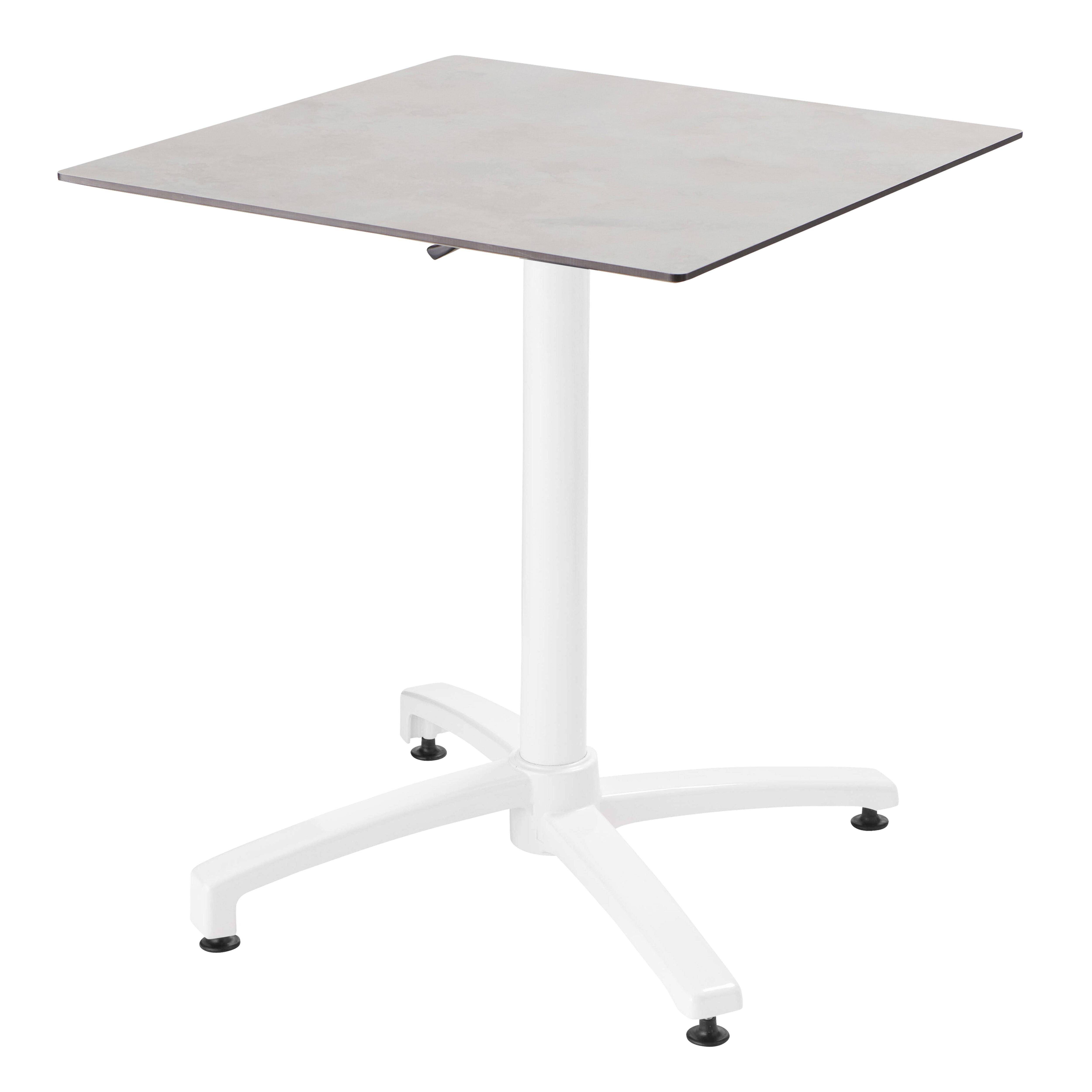 Oviala - Ensemble table 70 cm gris clair et 4 chaises en métal blanc - Oviala - Image 2