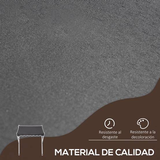 Store banne rétractable manuelle 200 x 150 x 170-280 cm pour balcon et terrasse, hauteur réglable et manivelle, gris - Image 6