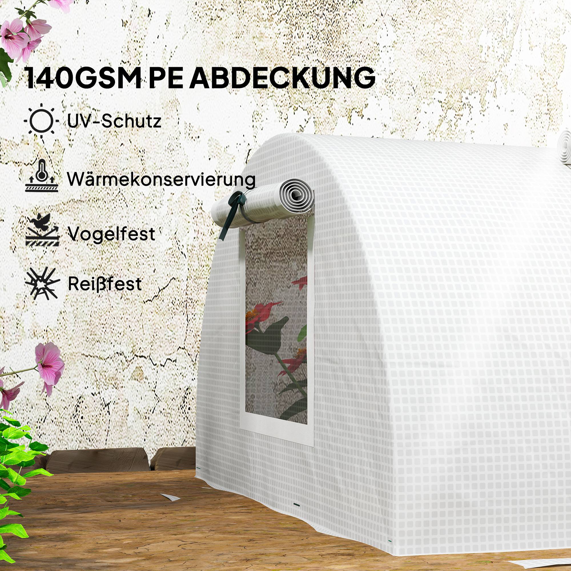 Sans Marque - Serre tunnel aluminium fenêtre filet UV film plastique 300x80x45 cm blanche serre potager longue jardin extérieur - Image 6