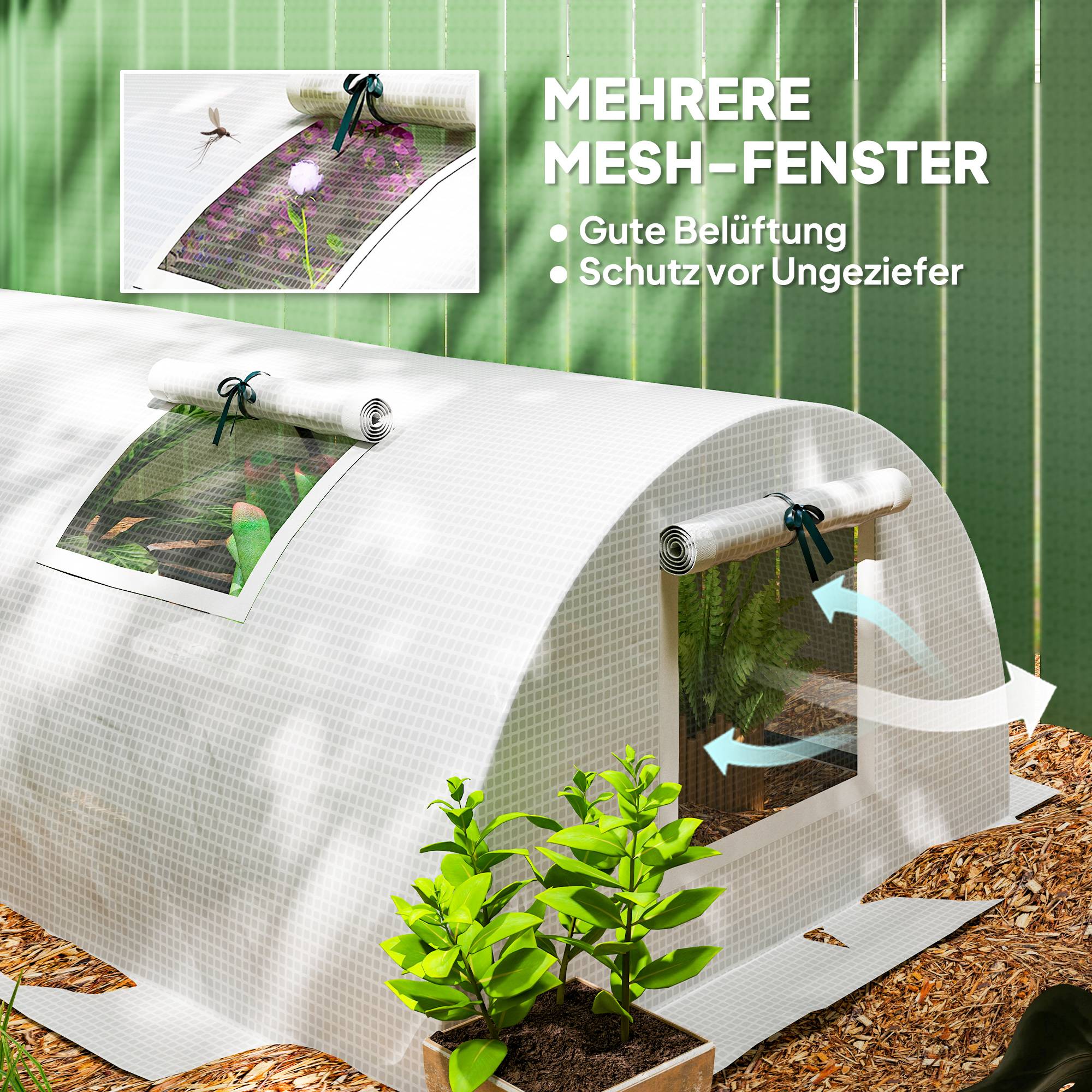 Sans Marque - Serre tunnel aluminium fenêtre filet UV film plastique 300x80x45 cm blanche serre potager longue jardin extérieur - Image 7