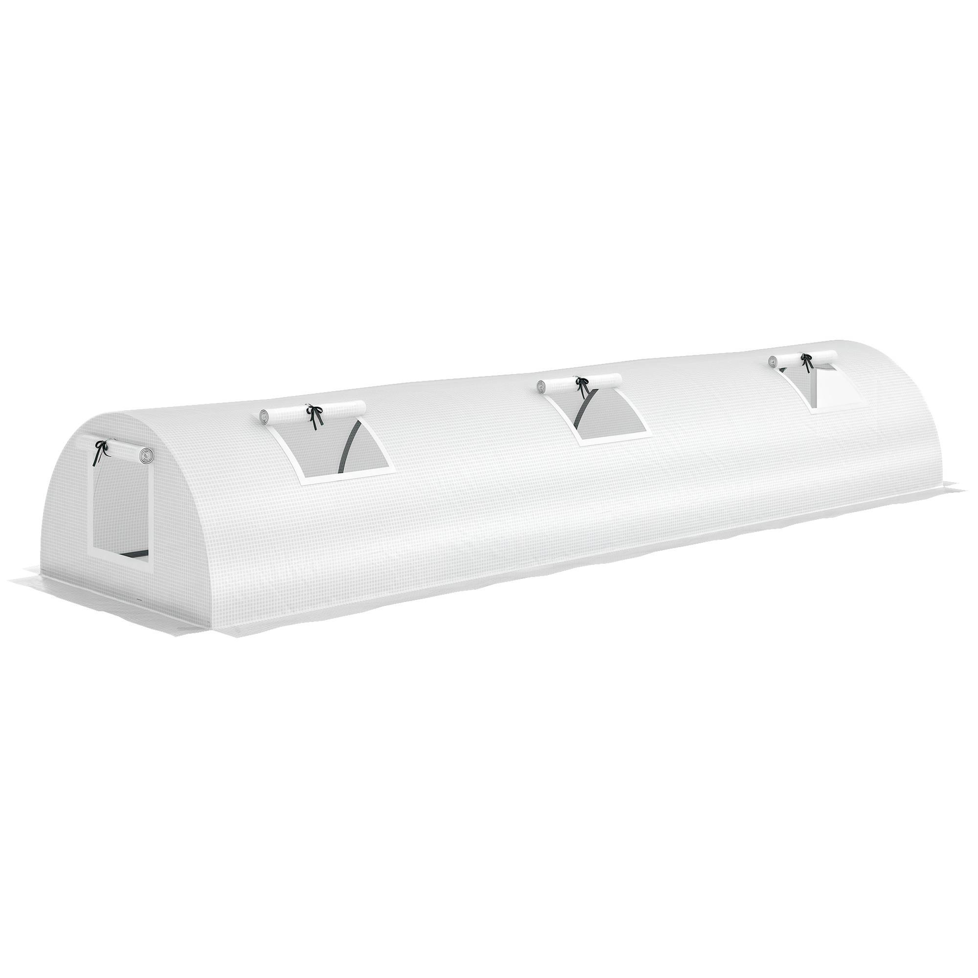Sans Marque - Serre tunnel aluminium fenêtre filet UV film plastique 300x80x45 cm blanche serre potager longue jardin extérieur - Image 1