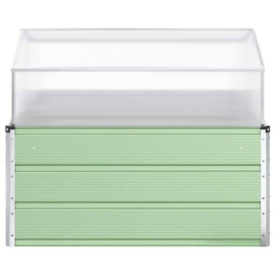 Jardinière rectangulaire design industriel extérieur 100 x 100 x 77 cm en acier galvanisé vert pastel - Image 2