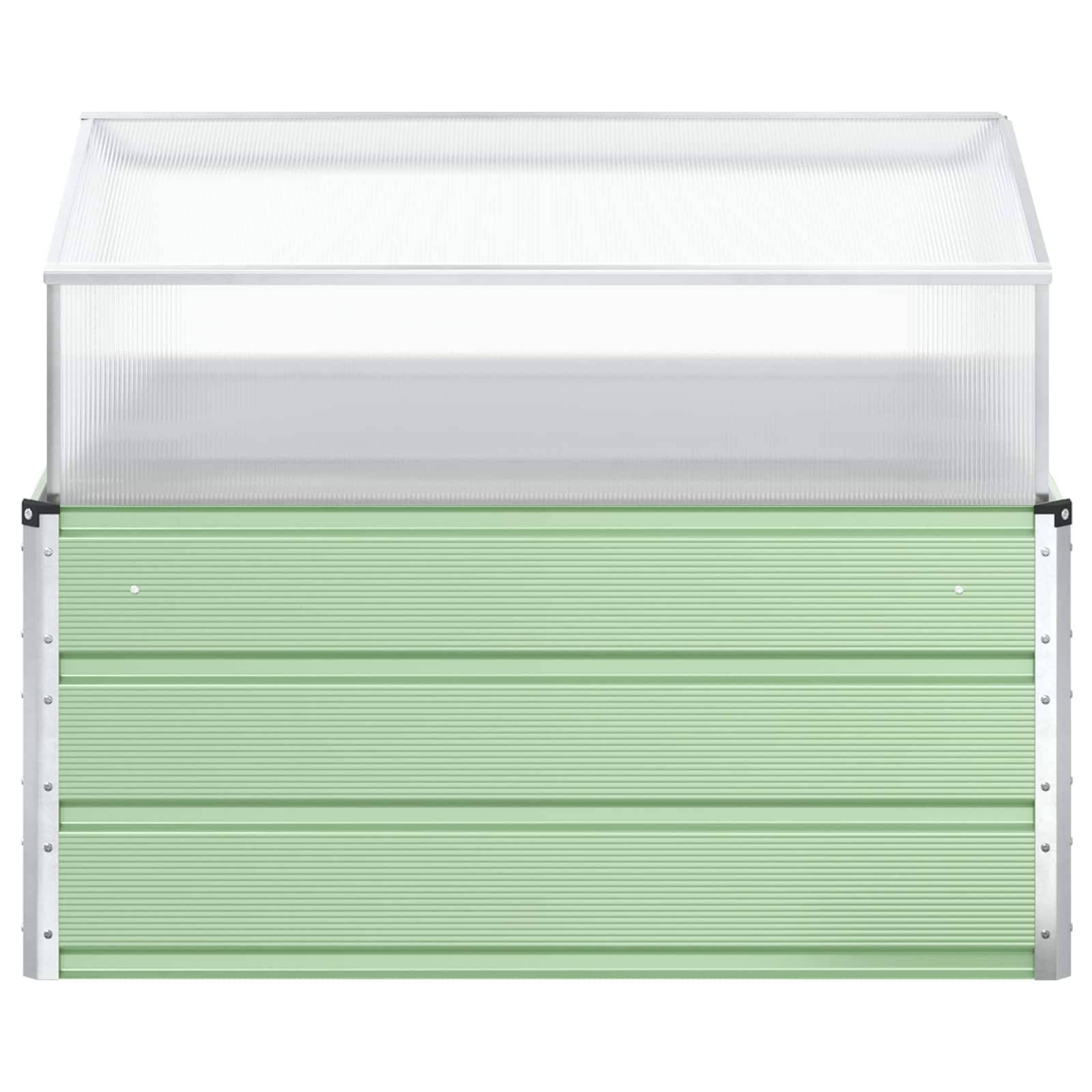 Jardinière rectangulaire design industriel extérieur 100 x 100 x 77 cm en acier galvanisé vert pastel - Image 2