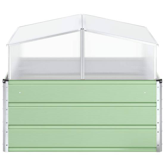 Jardinière rectangulaire design industriel extérieur 100 x 100 x 77 cm en acier galvanisé vert pastel - Image 3