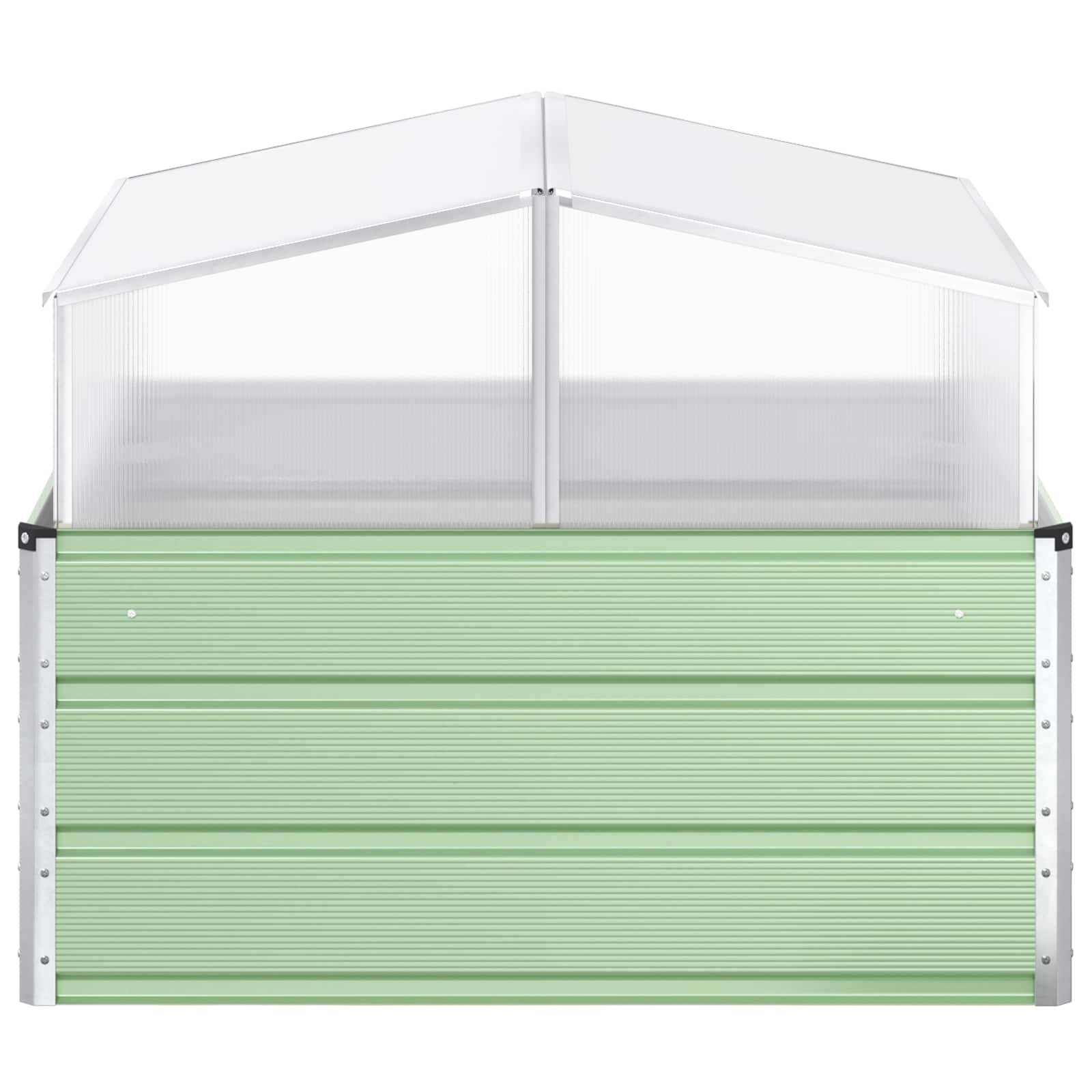 Jardinière rectangulaire design industriel extérieur 100 x 100 x 77 cm en acier galvanisé vert pastel - Image 3