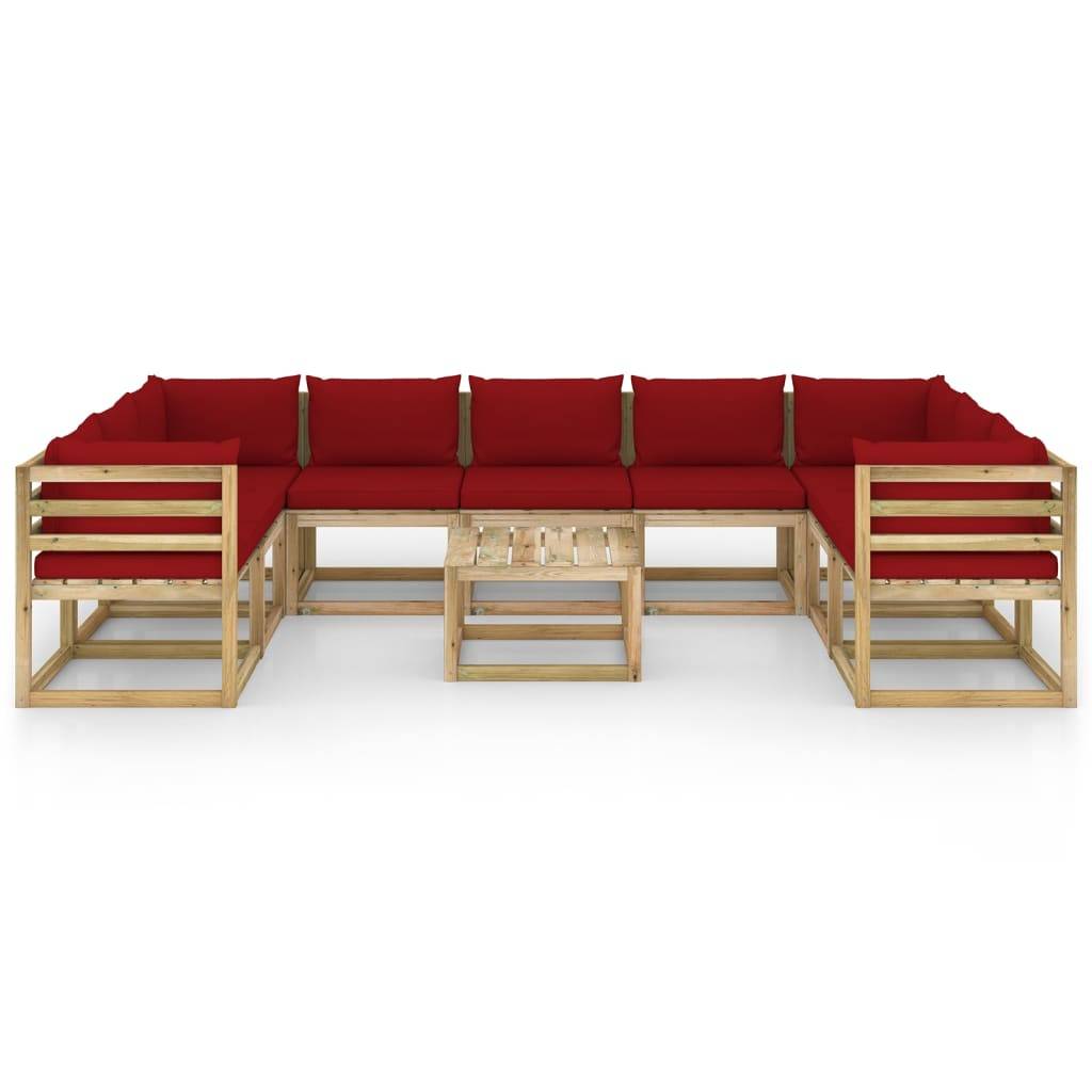 Helloshop26 - Salon de jardin meuble d'extérieur ensemble de mobilier 10 pièces avec coussins bois de pin imprégné - Image 2