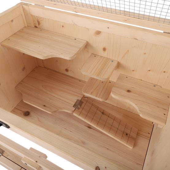 Cage pour rongeurs bois de pin naturel 60 x 40 x 120 cm - PANGIVO - Image 9