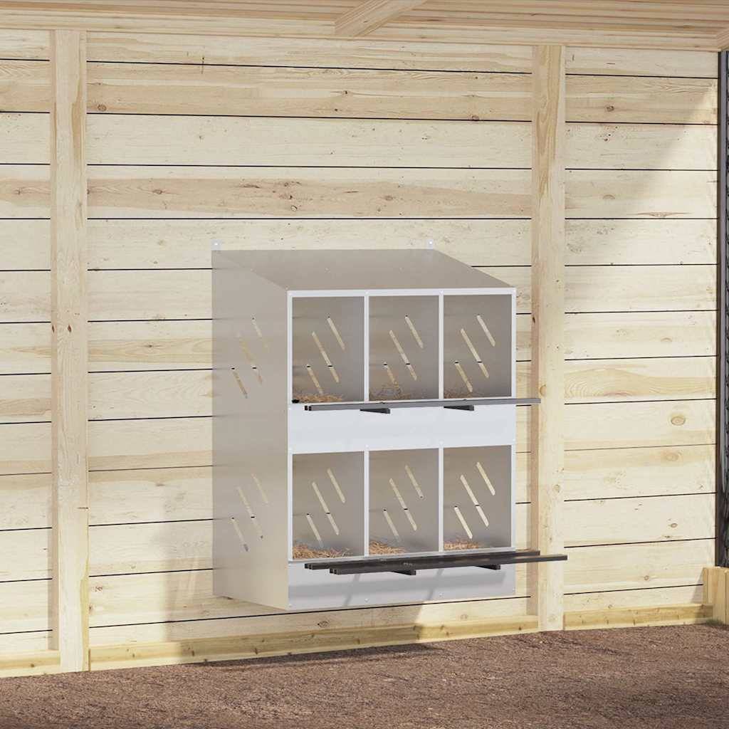 Pondoir de Poules 6 Compartiments Acier Galvanisé Nichoir Double Étage – ComfortXL Outdoor Living - Image 1