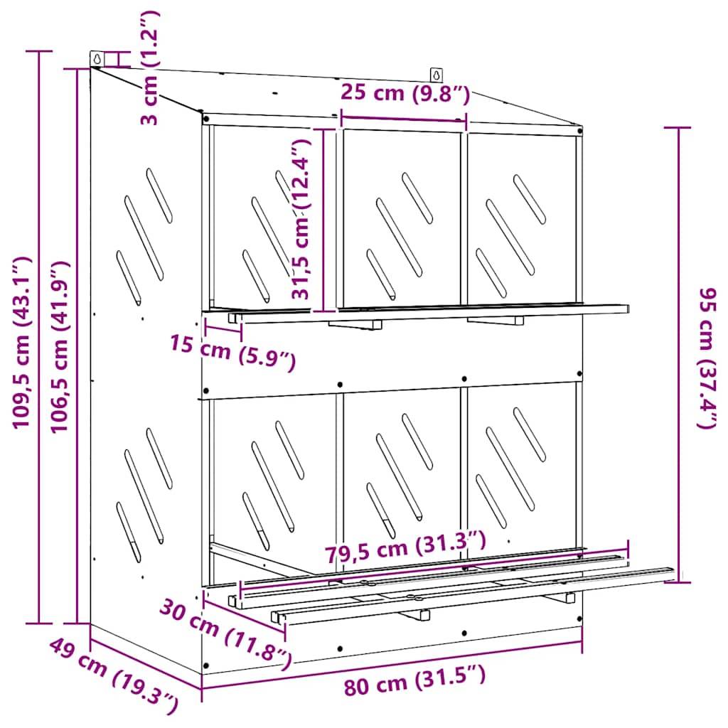 Pondoir de Poules 6 Compartiments Acier Galvanisé Nichoir Double Étage – ComfortXL Outdoor Living - Image 10