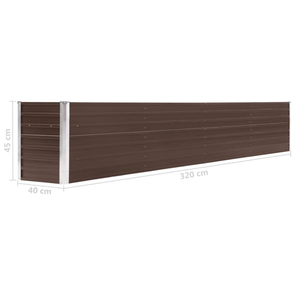 Jardinière lit surélevé plantes fleurs jardin acier galvanisé 320 x 40 x 45 cm marron - Image 5