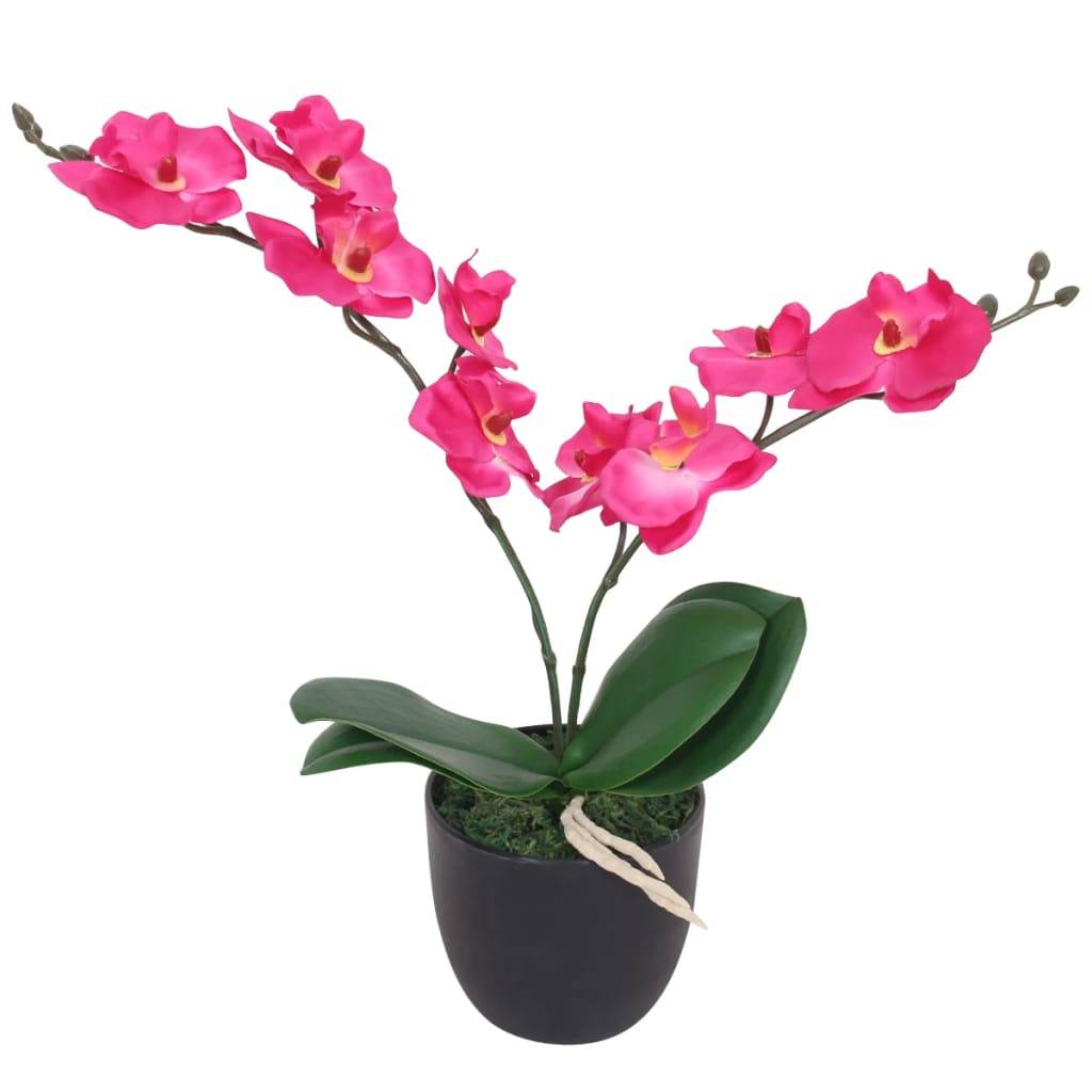Orchidée artificielle polyester et plastique rouge 9.5 x 9.5 x 30 cm - PANGIVO - Image 1