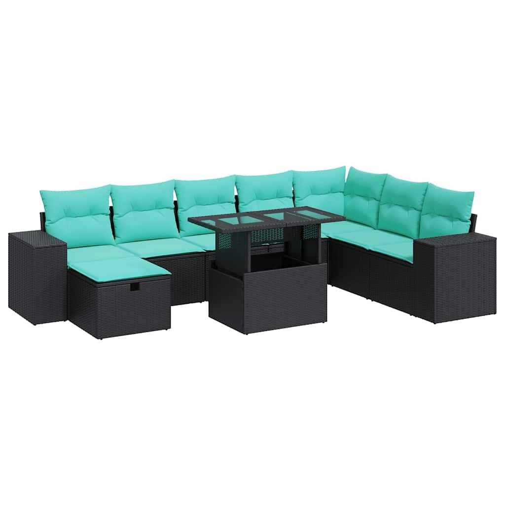 Vidaxl - Salon de jardin avec coussins 9 pcs gris résine tressée acacia vidaXL 3327957 - Image 2