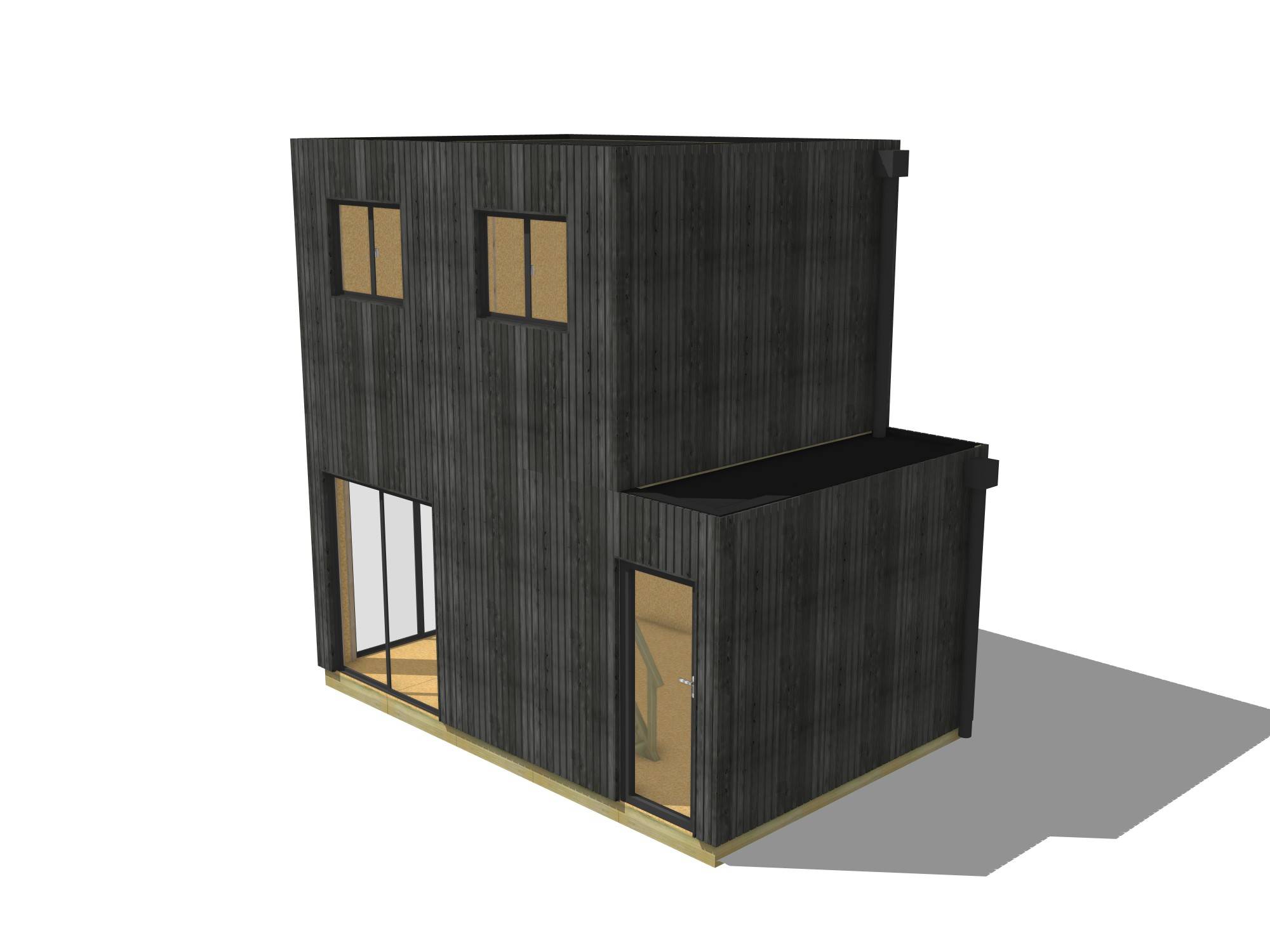 Bureau de jardin 4 saisons en bois 5,5 x 3,5 x 2,7 m / isolation RE2020 avec plancher isolé avec mezzanine et terrasse - Image 2