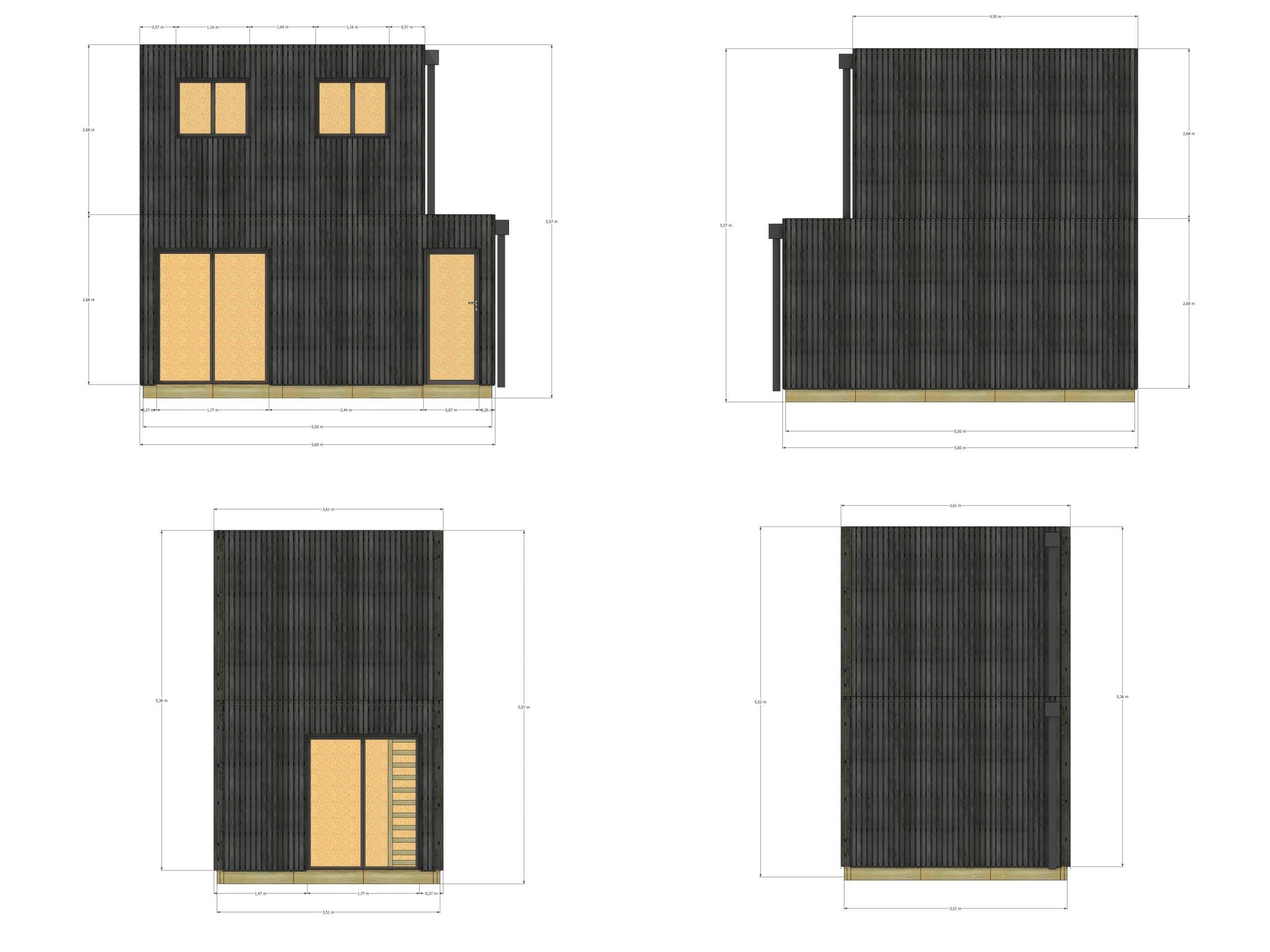 Bureau de jardin 4 saisons en bois 5,5 x 3,5 x 2,7 m / isolation RE2020 avec plancher isolé avec mezzanine et terrasse - Image 4